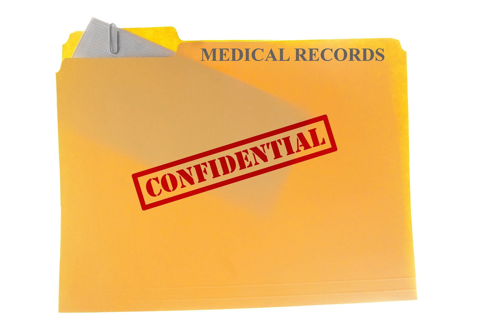 A manilla envelope labelled Medical Records with a "Confidential" Stamp