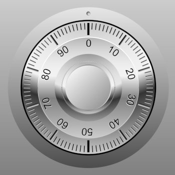 A digital illustration of a safe combination lock wheel.