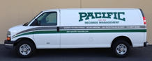 White Delivery Truck with the Pacific Records Management Logo